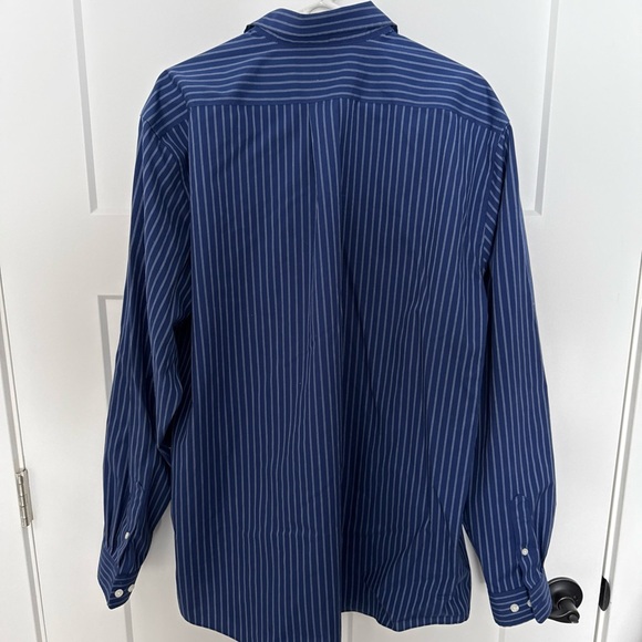 Eddie Bauer Men's Navy Pinstripe Dress Shirt - Picture 2 of 7